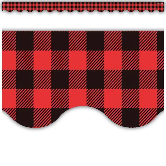 Red and Black Gingham Scalloped Border Trim, 35 Feet Per Pack, 6 Packs {2}