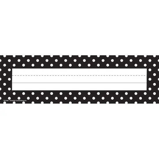Black Polka Dots Flat Name Plates, 36 Per Pack, 6 Packs {1}