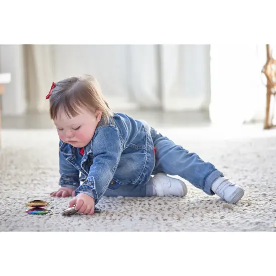 Sensory Reflective Sound Buttons - Set of 3 - Mirrored Discs for Babies and Toddlers - Sensory Stacking Toy {6}