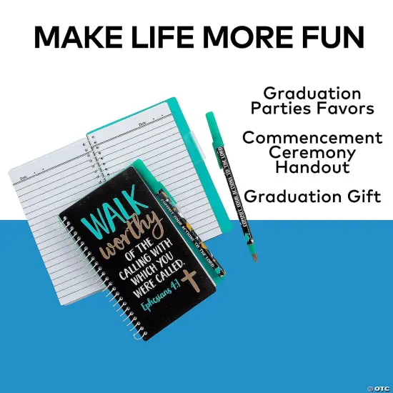 6" Religious Graduation Vinyl Spiral Notebooks with Pen {3}