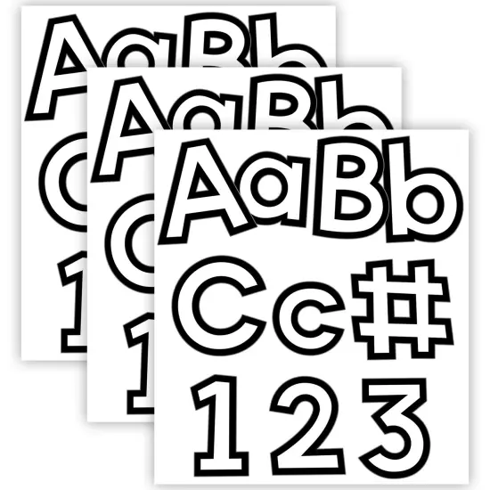 White with Black Trim Combo Pack EZ Letters, 219 Pieces Per Pack, 3 Packs {1}