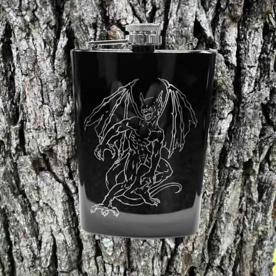 8oz Gargoyle BLACK Flask {3}
