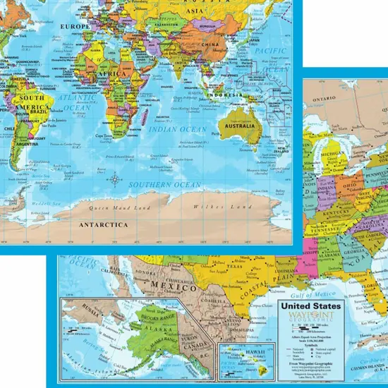 World/USA Laminated Notebook Maps, 12 Count {3}