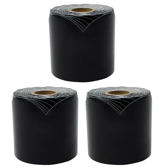 Black Rolled Scalloped Bulletin Board Borders, 65 Feet Per Roll, Pack of 3 {1}
