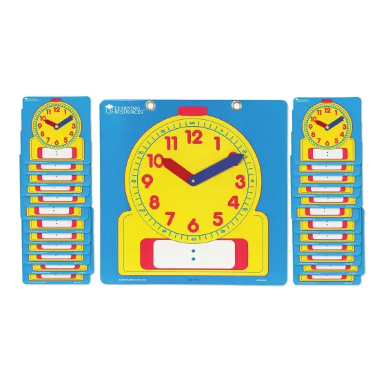 Write & Wipe Clocks Classroom Set, 1 Demonstration Clock, 24 Student Clocks {2}
