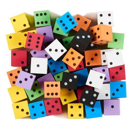 Foam Spot Dice, 1", Assorted Colors, Bag of 50 {1}