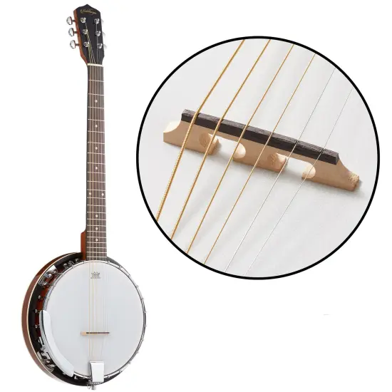 Ashthorpe 6-String Banjo - Full Size with 24 Brackets, Closed Back, Mahogany Resonator {5}