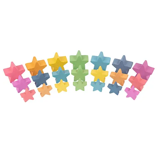 Rainbow Wooden Stars, Set of 21 {4}