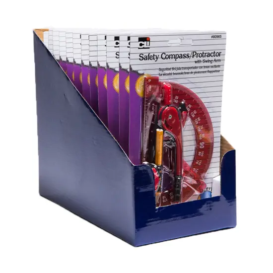 Compass Safety and 6" Swing Arm Protractor, Assorted Colors, Pack of 12 {2}