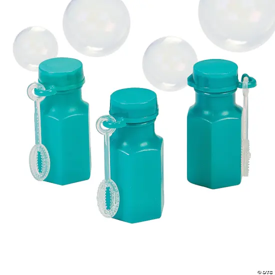 Bulk 48 Pc. Mini Hexagon Bubble Bottles Teal {3}