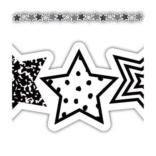 Black and White Stars Die-Cut Border Trim, 35 Feet Per Pack, 6 Packs {2}