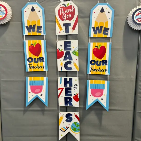 Big Dot of Happiness Thank You Teachers - Hanging Vertical Paper Door Banners - Teacher Appreciation Wall Decoration Kit - Indoor Door Decor {3}