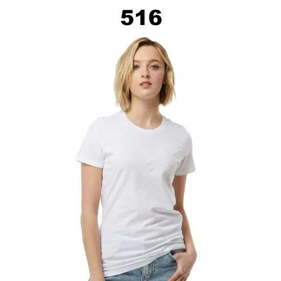 Tultex&reg; Women's Premium Cotton Crew Neck Short Sleeve T-Shirt White {3}