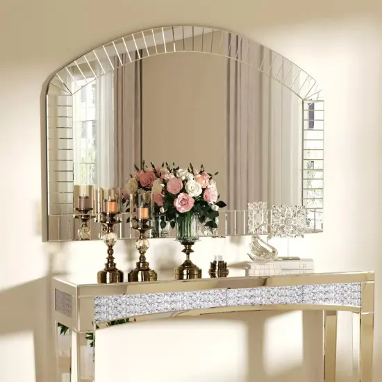 Wisfor Decorative Wall Mirror Venetian Beveled Glass Edge Arched Vanity Mirror {3}