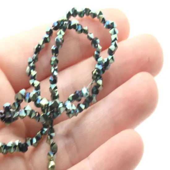 145 3mm Cadet Blue Glass Faceted Diamond Shaped Beads Full Strand {4}