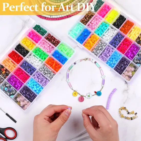 2 Pck 24 Grids Clear Plastic Organizer Box, Storage Container with Adjustable Divider, Craft and Bead Storage Organizer Box for DIY Jewelry Tackles with 2 Sheets Label Stickers {3}