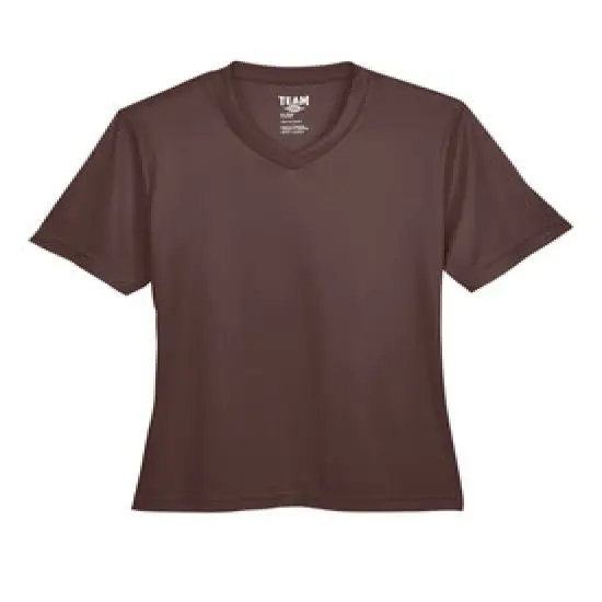 Team&reg; Ladies Zone Performance V-Neck Short Sleeve T-Shirt Sport Dark Brown {1}