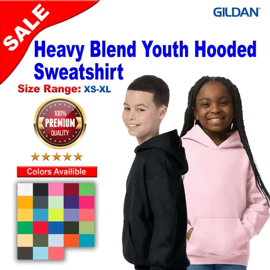 Gildan&reg; Heavy Blend Youth Hooded Long Sleeve Sweatshirt Heliconia {3}