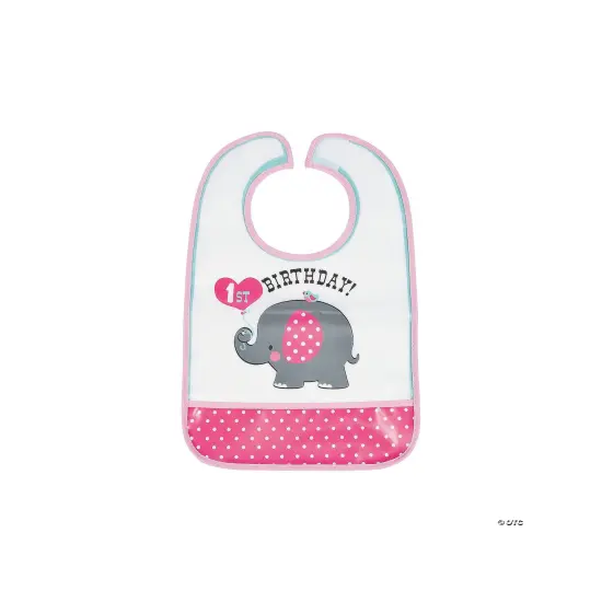 Pink Elephant Birthday Bib {1}