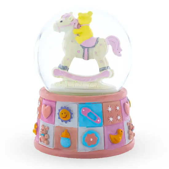 Lullaby Teddy on Rocking Horse Musical Water Snow Globe {5}