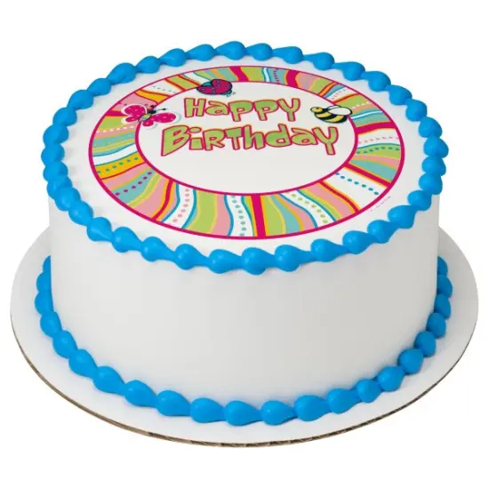 Cutie Pie Birthday Edible Cake Topper Image 7.5" Round {1}