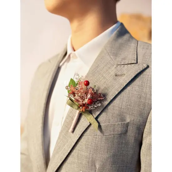 Boutonniere Set of 6 for Groom & Groomsmen Cinnamon rose {3}