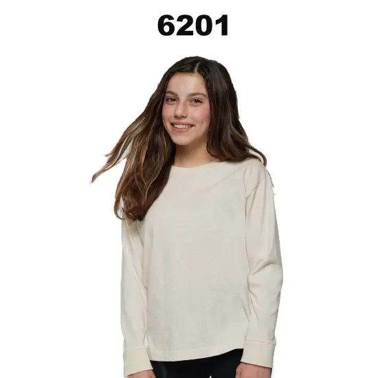 LAT&reg; Youth Fine Jersey Long Sleeve Crewneck Tee Heather {3}