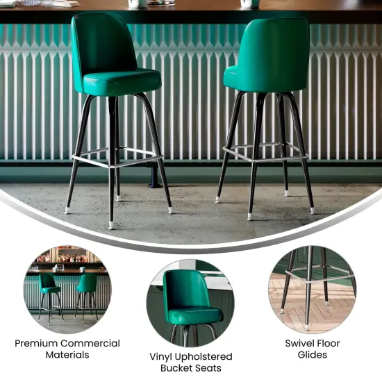 Emma and Oliver 2 Pack Metal Barstool with Swivel Bucket Seat Green {4}