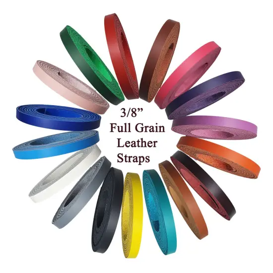 3/8 inch Leather Strips 6-7oz (2.8 - 2.8 mm) - up to 96 Inch Long, Leather Straps for Craft(Belts, Cuffs, Hat Bands, Purse Strap) {2}