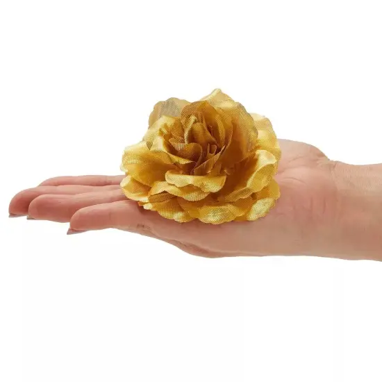 50 Pack Stemless Artificial Silk Roses Gold {6}