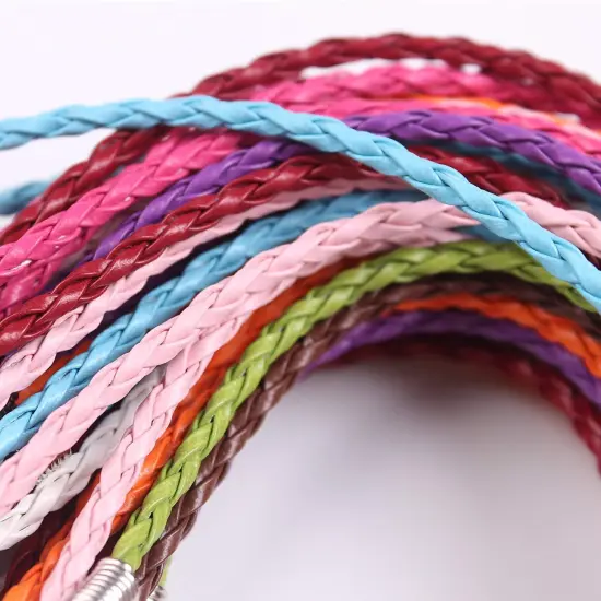 50 Pieces Mixed Color Leather Lace Plaited Bracelet Cords DIY Jewelry Making Handicrafts Braided Ropes with Lobster Clasps Extended Chain for Wrist Charms Bracelets Jewelry Making {5}