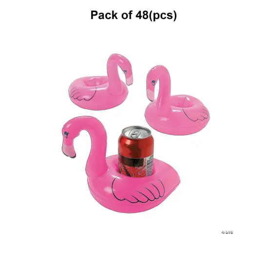 48 Pack: Inflatable Floating Pink Flamingo Vinyl Coasters {1}