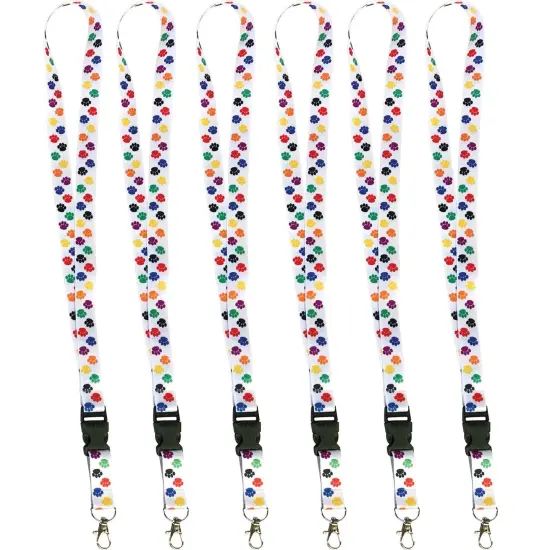 Colorful Paw Print Lanyard, Pack of 6 {1}
