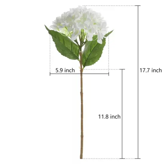 5 Pcs Artificial Silk Hydrangea Flowers 18'' White Bouquet {5}
