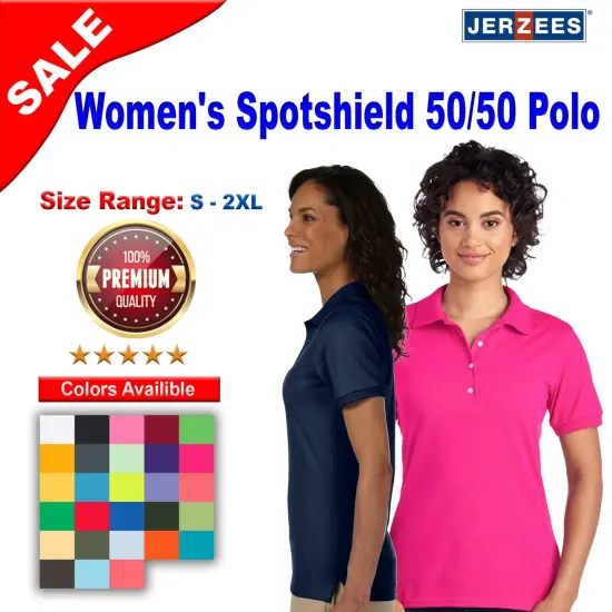 JERZEES&reg; Women's Spotshield Short Sleeve Polo Tee Maroon {2}