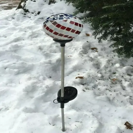 Flag Glass Ball Garden Stake Color Change LED Light Outdoor Path Decor {2}