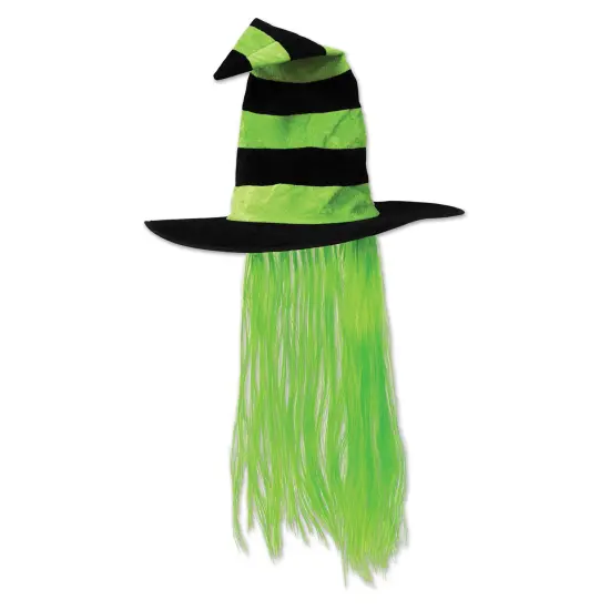 Beistle - Green Witch Hat with Hair - 6 Pack {1}