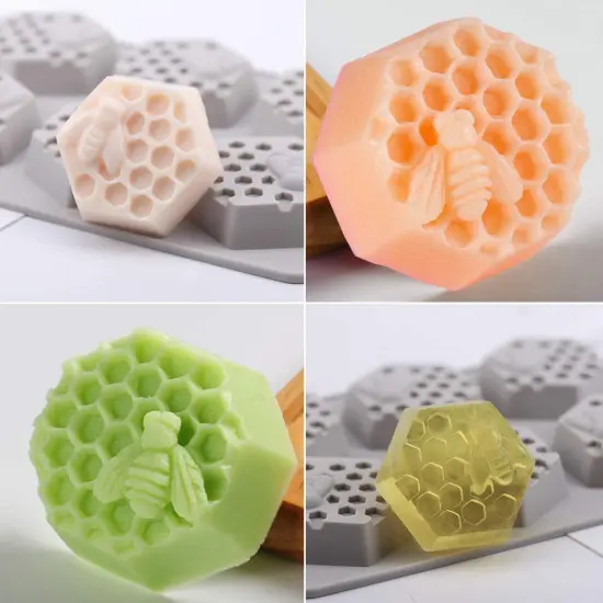 2 Pieces Honeycomb Soap Molds, Honey Silicone Molds for Handmade Soap, Lotion Bars, Wax Melts, Beeswax {6}