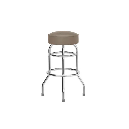 Emma and Oliver Retro Backless Double Ring Chrome Restaurant Dining Barstool Dark Brown {12}