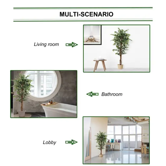 Stunning 6-Foot Artificial Ficus Tree with 1008 Lush Leaves - Elegant Home & Office Decor, Floral Home by Artificial Flowers {4}