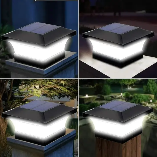8 Pack LED White 4" X 4" Solar Powered Post Deck Cap Square Fence Light Lamp {4}