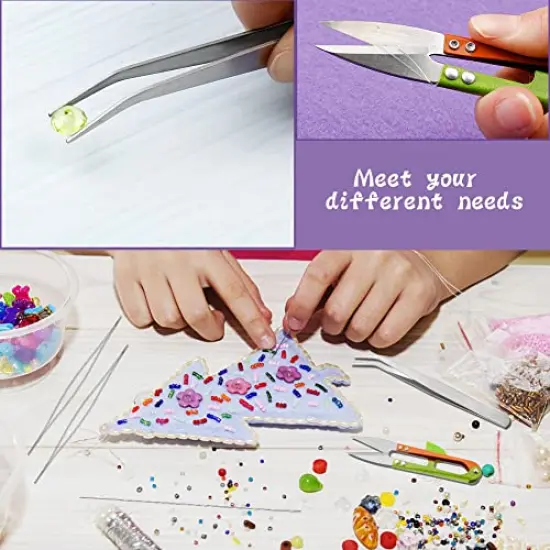 58 Pieces Beading Needles Set,50 Pieces Long Straight Beading Thread Needles, 8 Pcs Big Eye Beading Needles with Threader, Needle Bottle, Yarn Scissors,Tweezers for Bracelets and Jewelry Making {5}