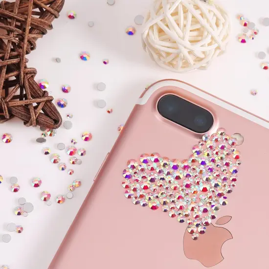 3456 Pieces Crystals Diamond Rhinestones AB Clear Flat Back Round Gems Flatback Glass Crystals Mixed Size Crystals Gems for Crafts Nail Clothes Shoes Makeup Bags Decor, 6 Sizes (Iridescent) {3}