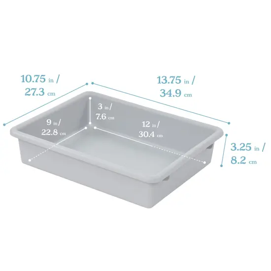 Letter Size Tray with Lid, Storage Bin, 10-Piece Light Grey {2}