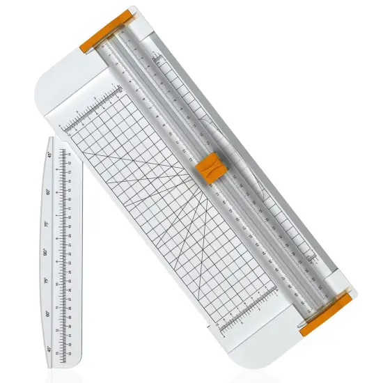 12 Inch Titanium Paper Trimmer Scrapbooking Tool with Automatic Security Safeguard and Side Ruler for A4, Craft Paper, Label, Photo and Cardstock White {2}