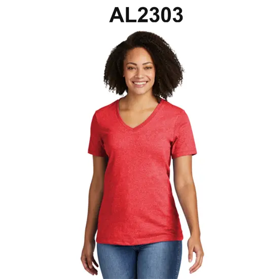 Allmade&reg; Women&rsquo;s Recycled Blend Short Sleeve V-Neck Tee Reclaimed red heathe {3}