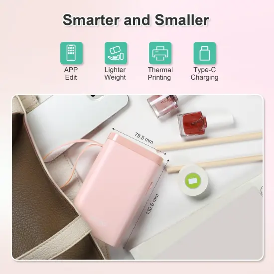 Label Maker Machine with Tape, P21 Portable Bluetooth Label Printer, Wireless Built-in Cutter Sticker Maker Mini Label Makers with Multiple Templates for Organizing Storage Office Home, Pink {6}
