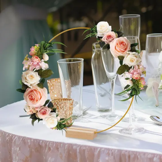 Metal Floral Hoop Wreath Centerpiece Table Decorations with Place Card Holders, Gold Craft Hoop Rings for DIY Wedding Decorations, Wall Hanging Crafts, and Dream Catchers {3}