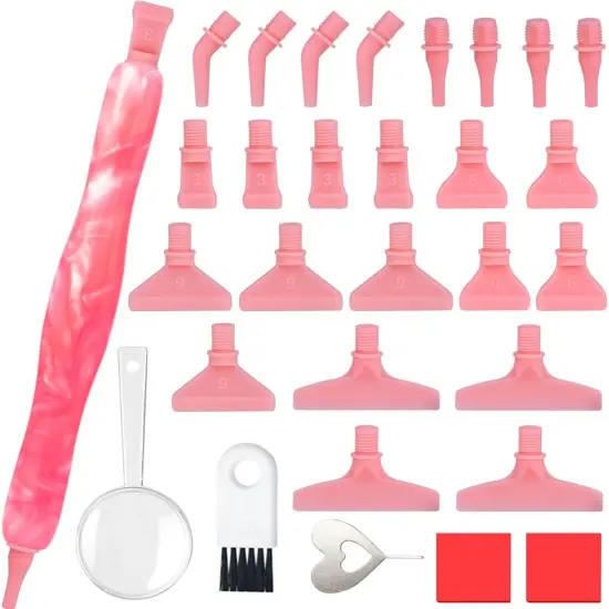 5D Diamond Painting Drill Pen, Rhinestone Gem Picker Tool Kit for Adults & Nail Art Hot pink {1}