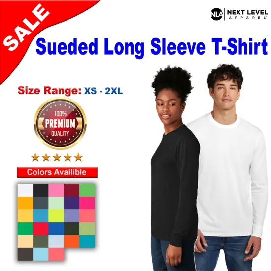 Next Level&reg; Sueded Long Sleeve Crewneck T-Shirt Midnight Navy {2}